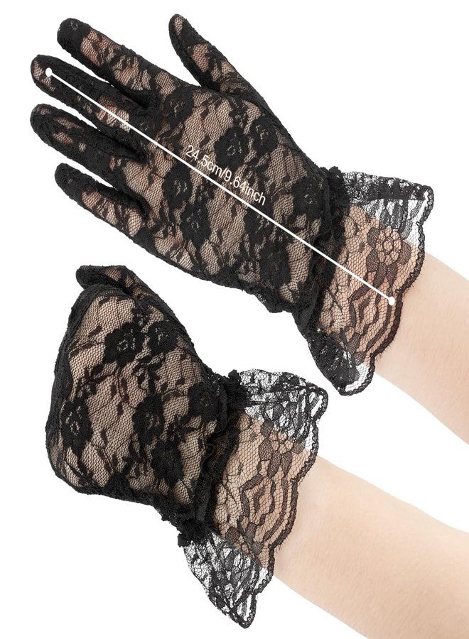 Xioabre Black Lace Gloves for Halloween, Opera & Tea Party - Women's Fashion Masquerade Gloves - Image 2